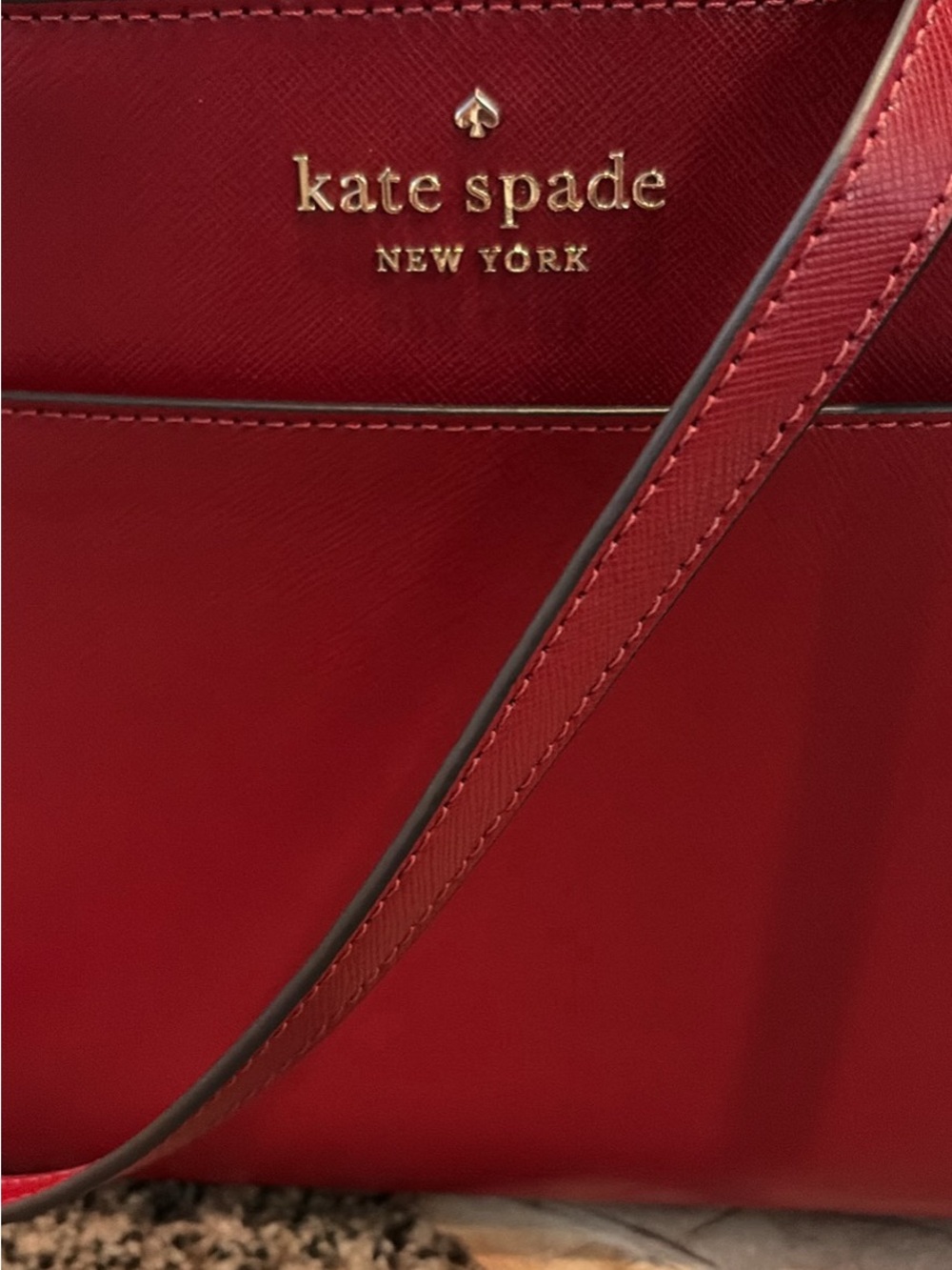 kate spade Red Leather Tote with Gold Logo